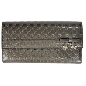 Gucci GUCCI Long Wallet Microguccissima Signature Ribbon Enamel Patent Leathe...